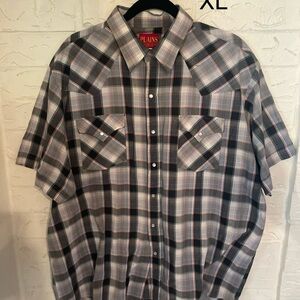 Plaine's Short-Sleeve Plaid Button-Down Shirt - Gray/Black